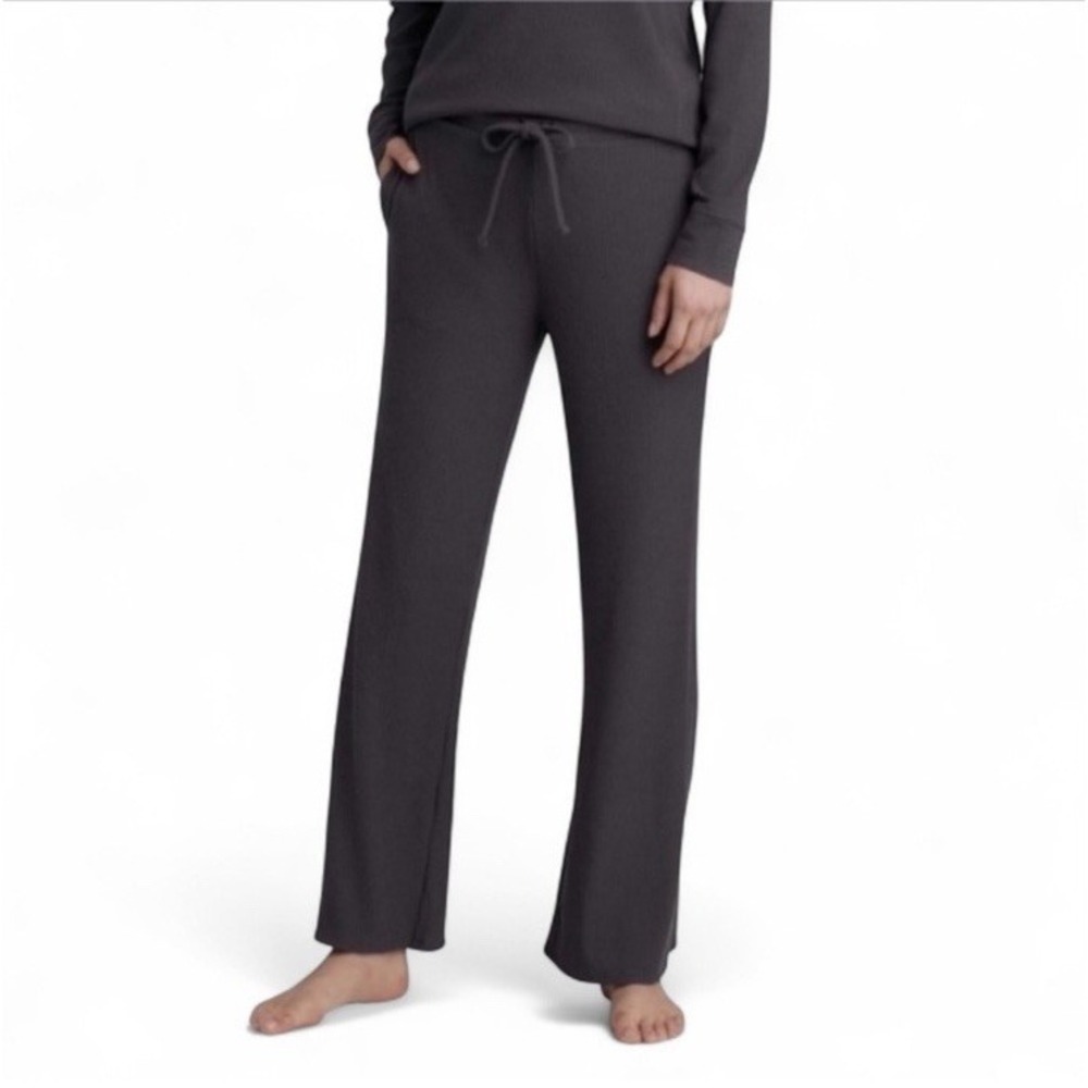 Tommy John Women's Small Brushed Ribbed Loungewear‎ Pants Flared Charcoal Gray